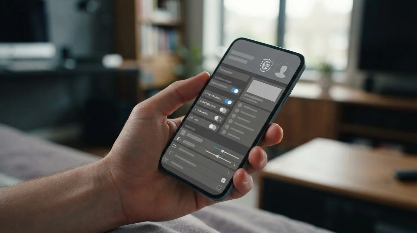 Smartphone mit biometrischer Authentifizierung und modernen App-Funktionen