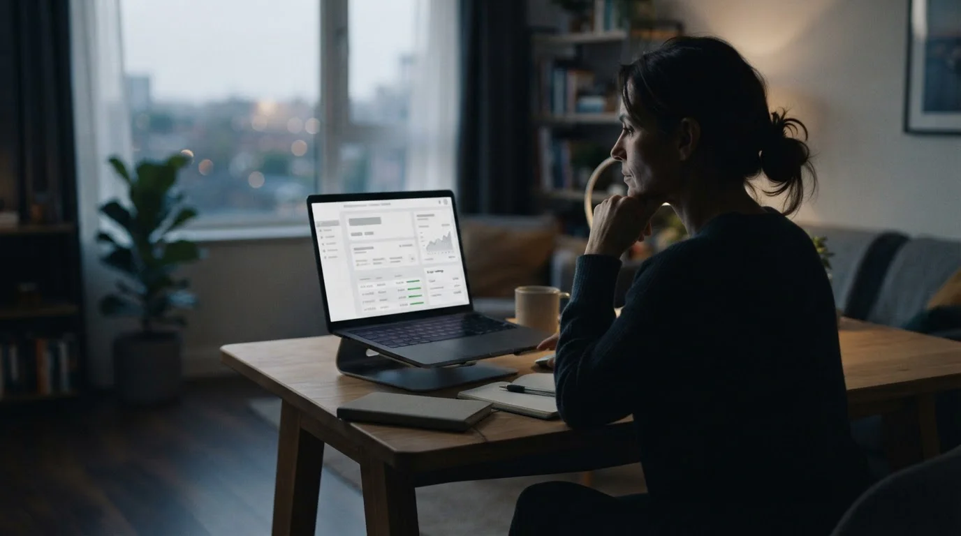 Person überprüft Transaktionsübersicht und Limits im Online-Banking