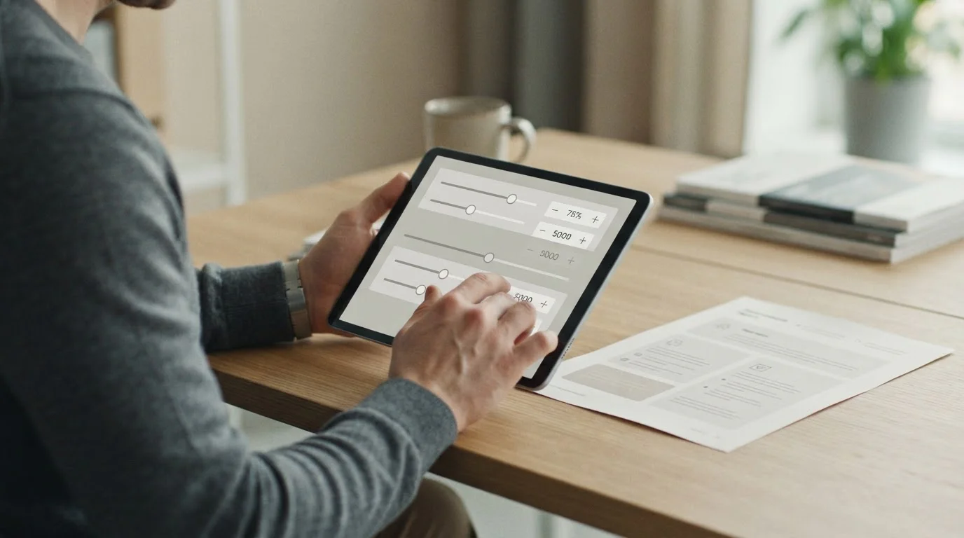 Formular zur Erhöhung des monatlichen Einsatzlimits auf einem Tablet