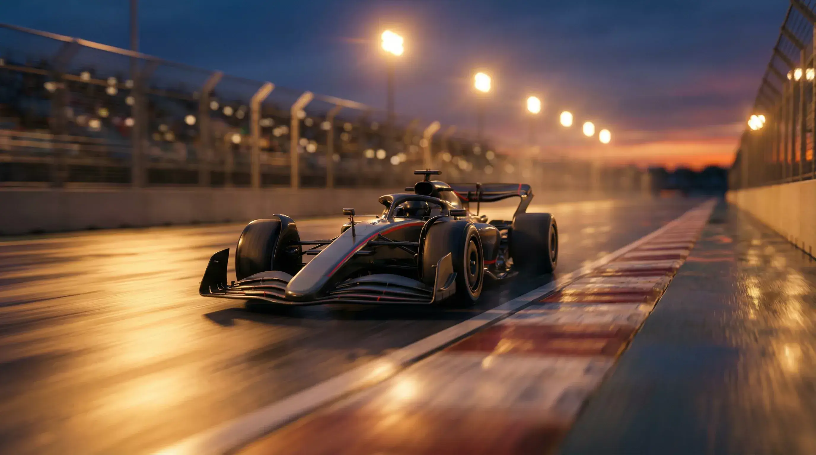 Datenbasierter Leitfaden für Motorsport Wetten 2026 – Formel-1-Bolide unter Flutlicht auf der Rennstrecke