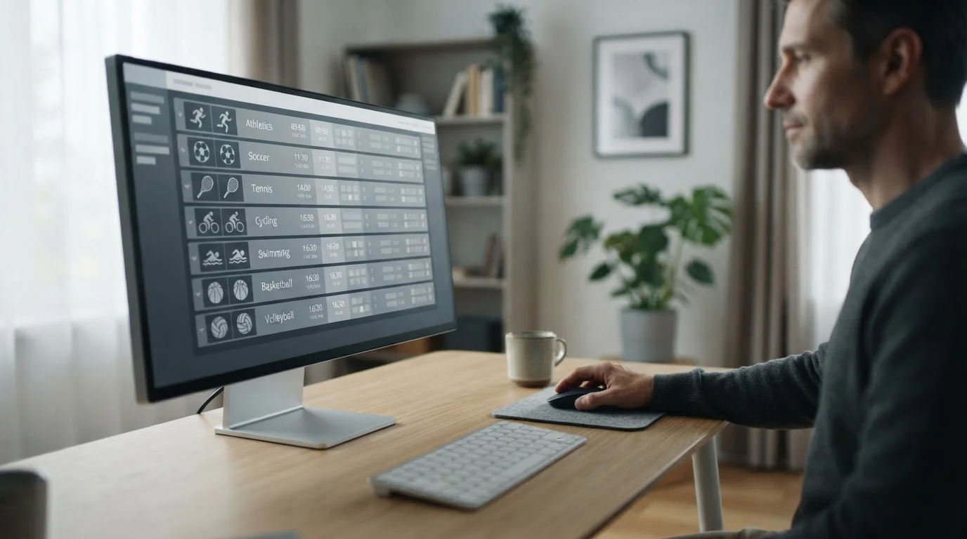 Vergleichsansicht verschiedener Sportligen und deren Quotenstrukturen auf modernem Display